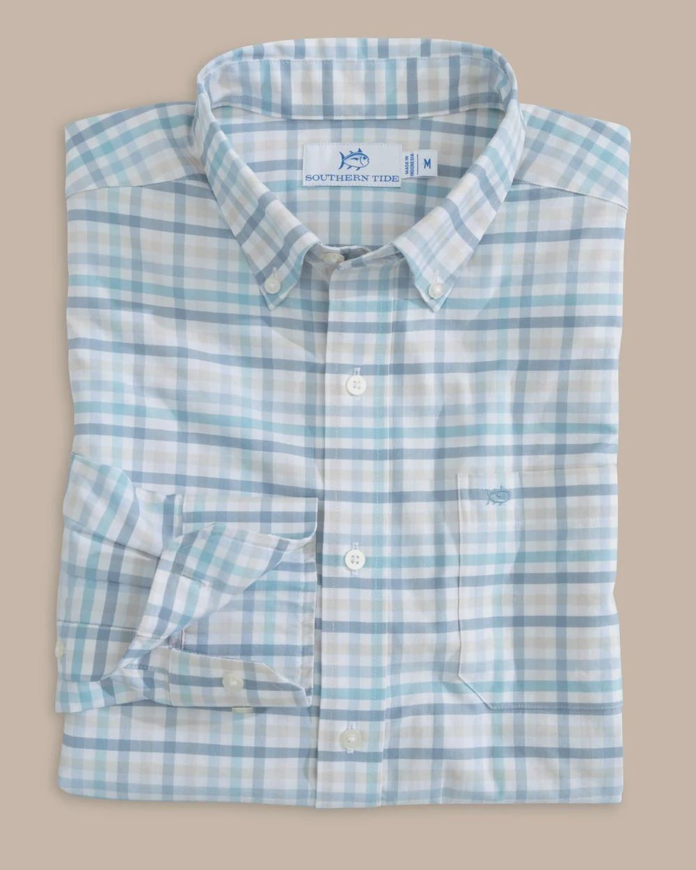Southern Tide Coastal Passage Pelham Gingham Long Sleeve Sport Shirt-Marine Blue