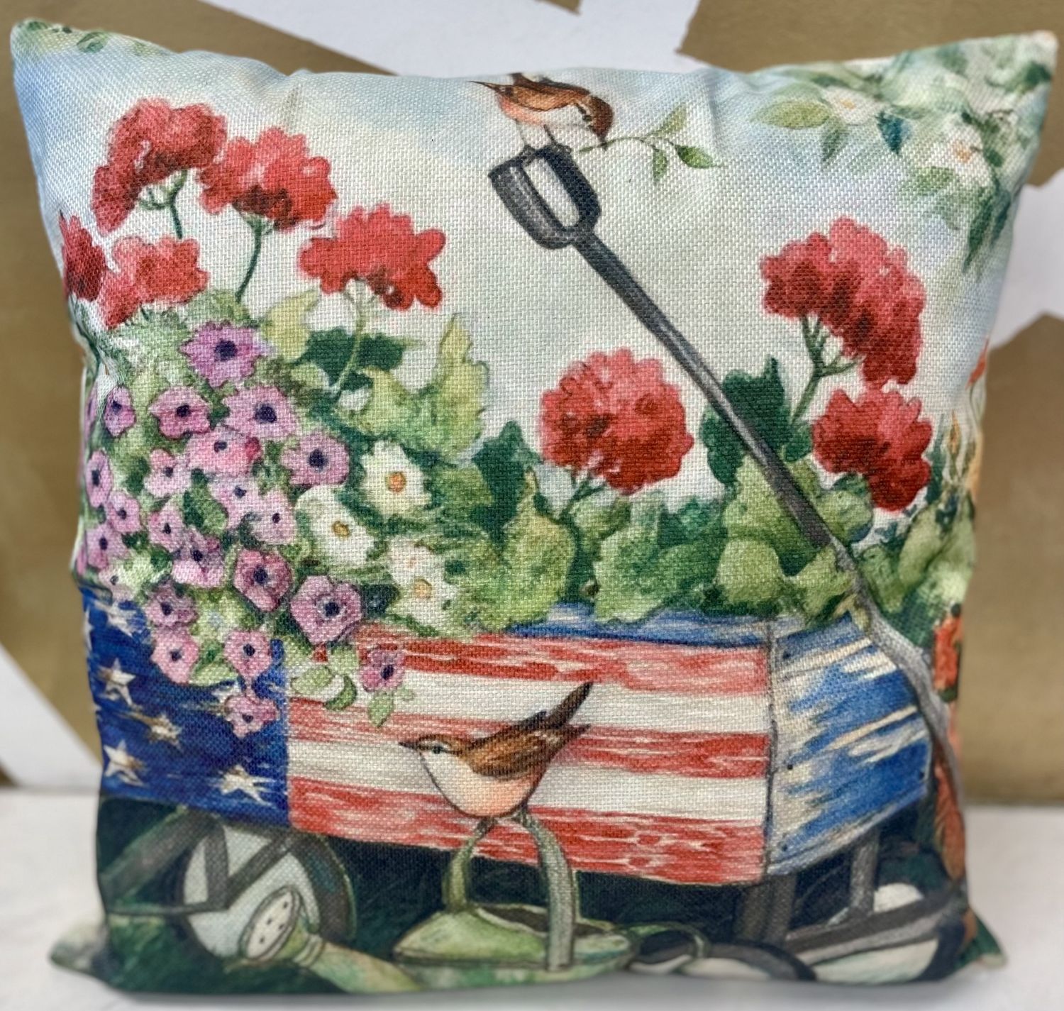 Patriotic Wagon Throw Pillow