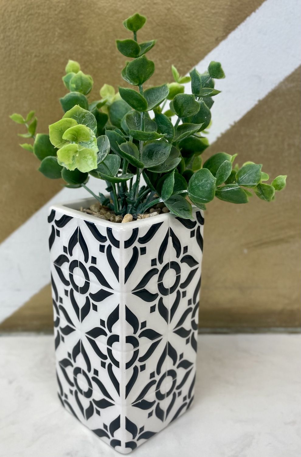 White/Black Artificial Succulent
