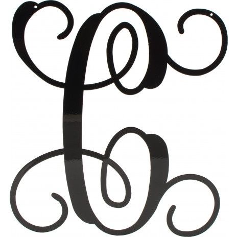 Vine Monogram Letters - Black Metal, Style: C