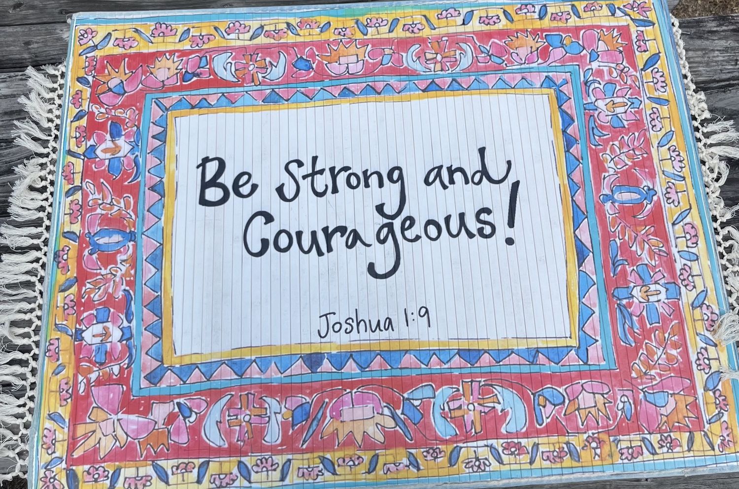 Be Strong And Courageous Bamboo Mat