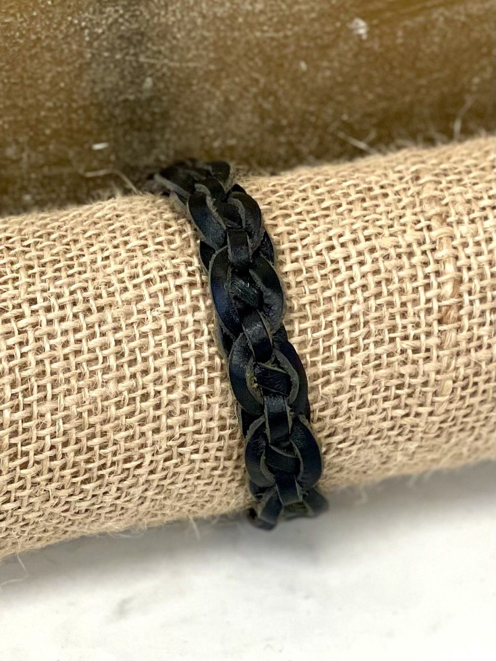 Men&#39;s Leather Braid Bracelets, Style: Thin Black