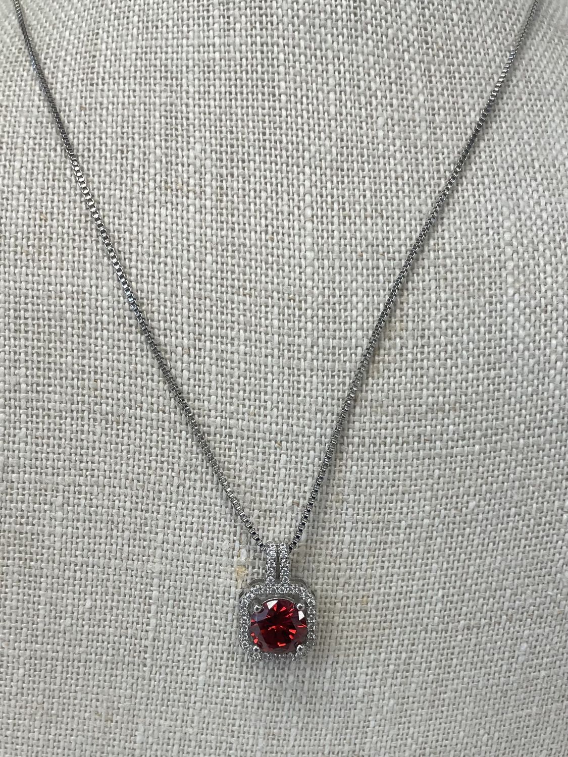 Silver necklace with Colored Stone, color: Red