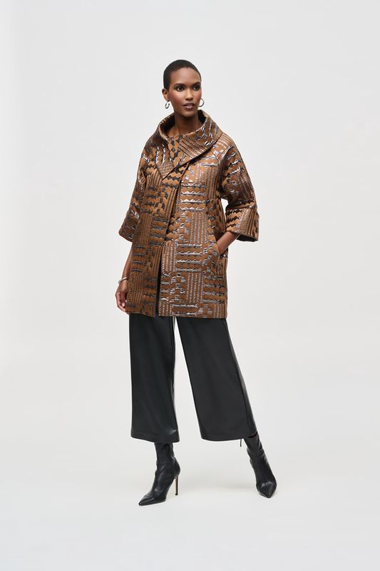 Joseph Ribkoff Jacquard Geometric Print Cocoon Coat
