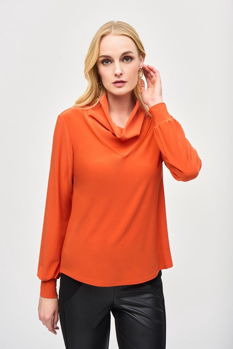 Joseph Ribkoff Silky Knit Straight Cowl Collar Top