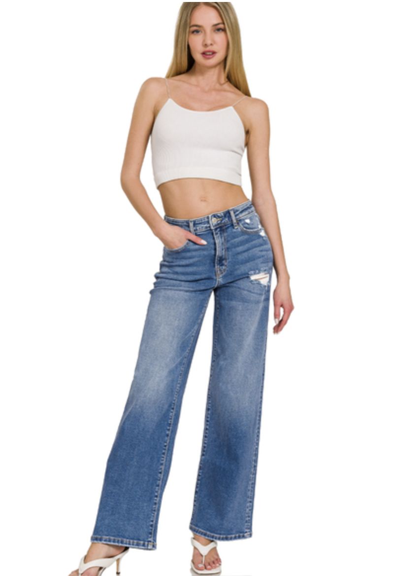 Zenana High Waist Straight Leg Denim Jean