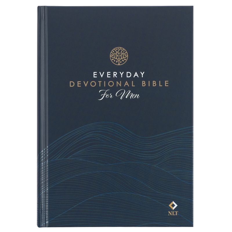 Christian Art Gifts Navy Wave Hardcover NLT Everyday Devotional Bible for Men