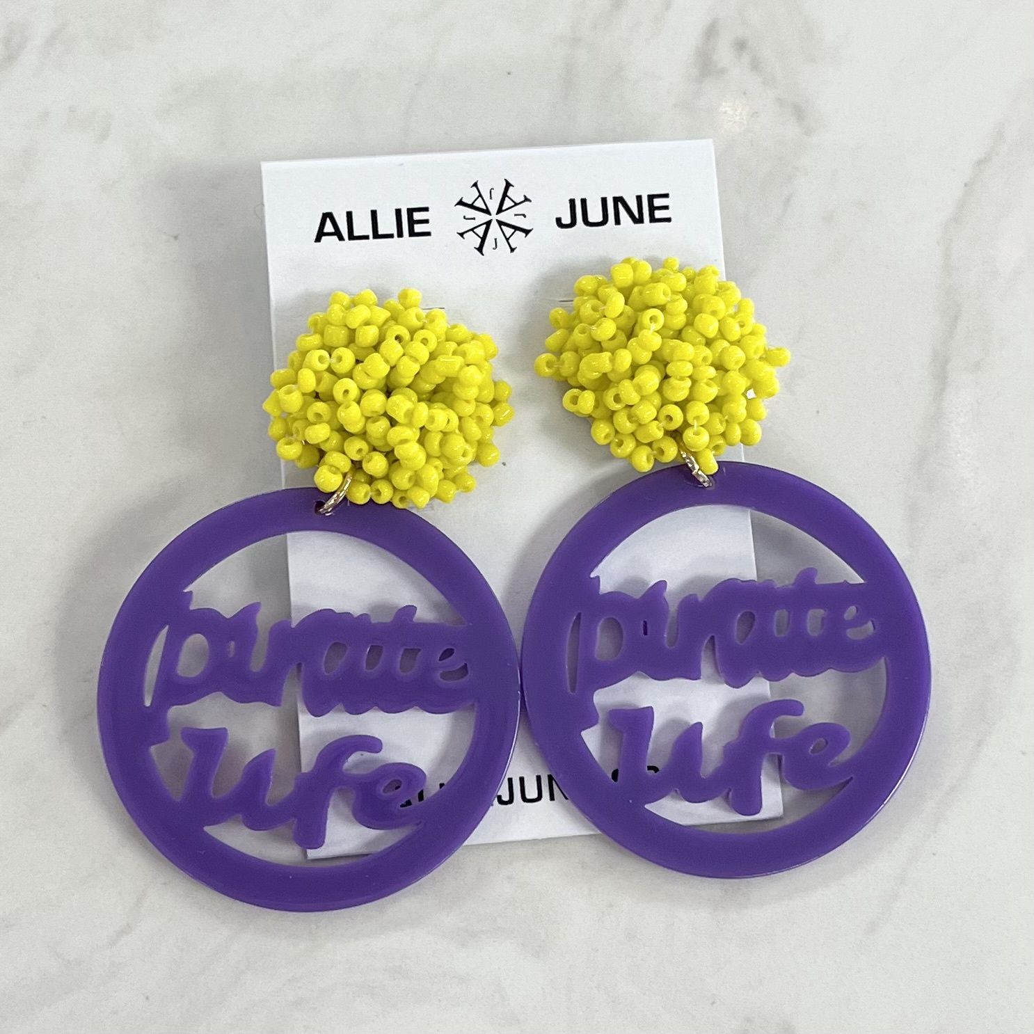 Allie June College Game Day Earrings Ecu Pirates