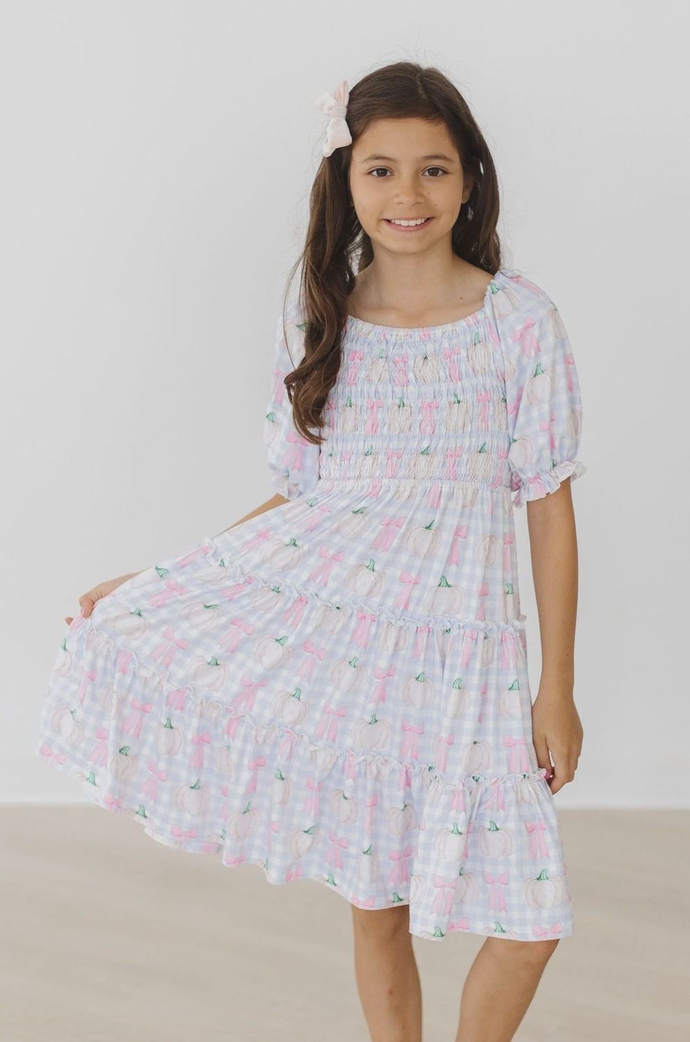 Mila and Rose Pumpkin Picnic Smocked Ruffle Dress