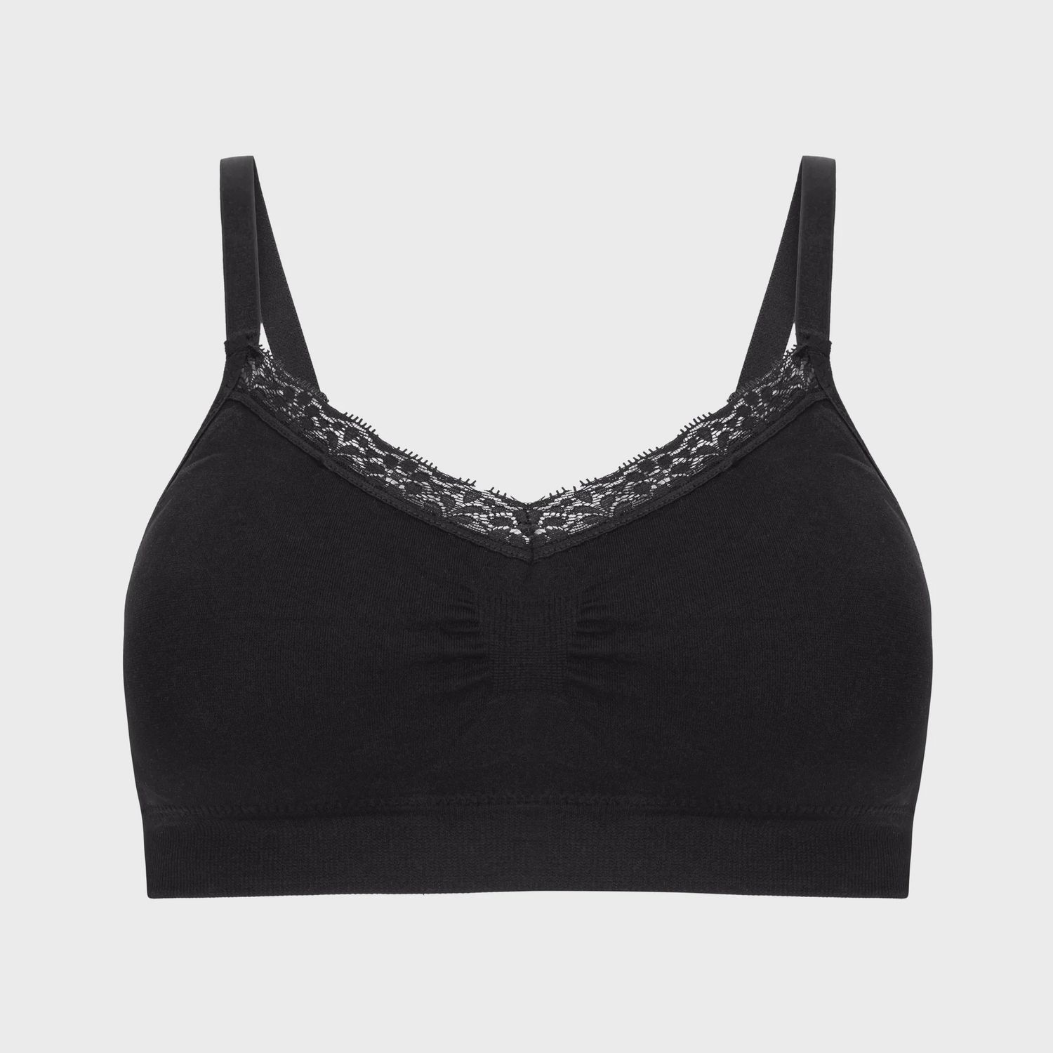 Joy Bra Black V-neck with Lace Trim