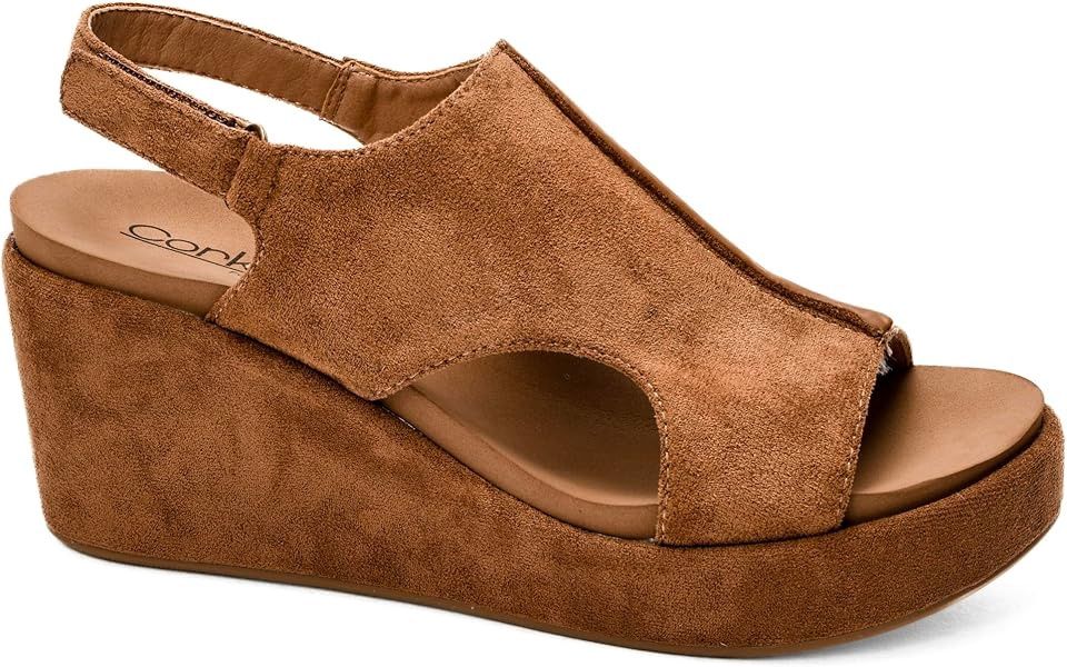 Corkys Cushioned Carley Wedge Tabacco Faux Suede