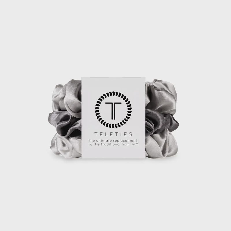 Teleties SIlver Flames Small Silk Hair Scrunchies