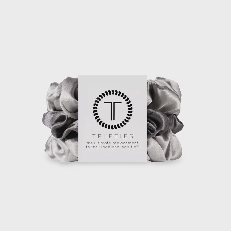 Teleties Silver Flames Large Silk Hair Scrunchies