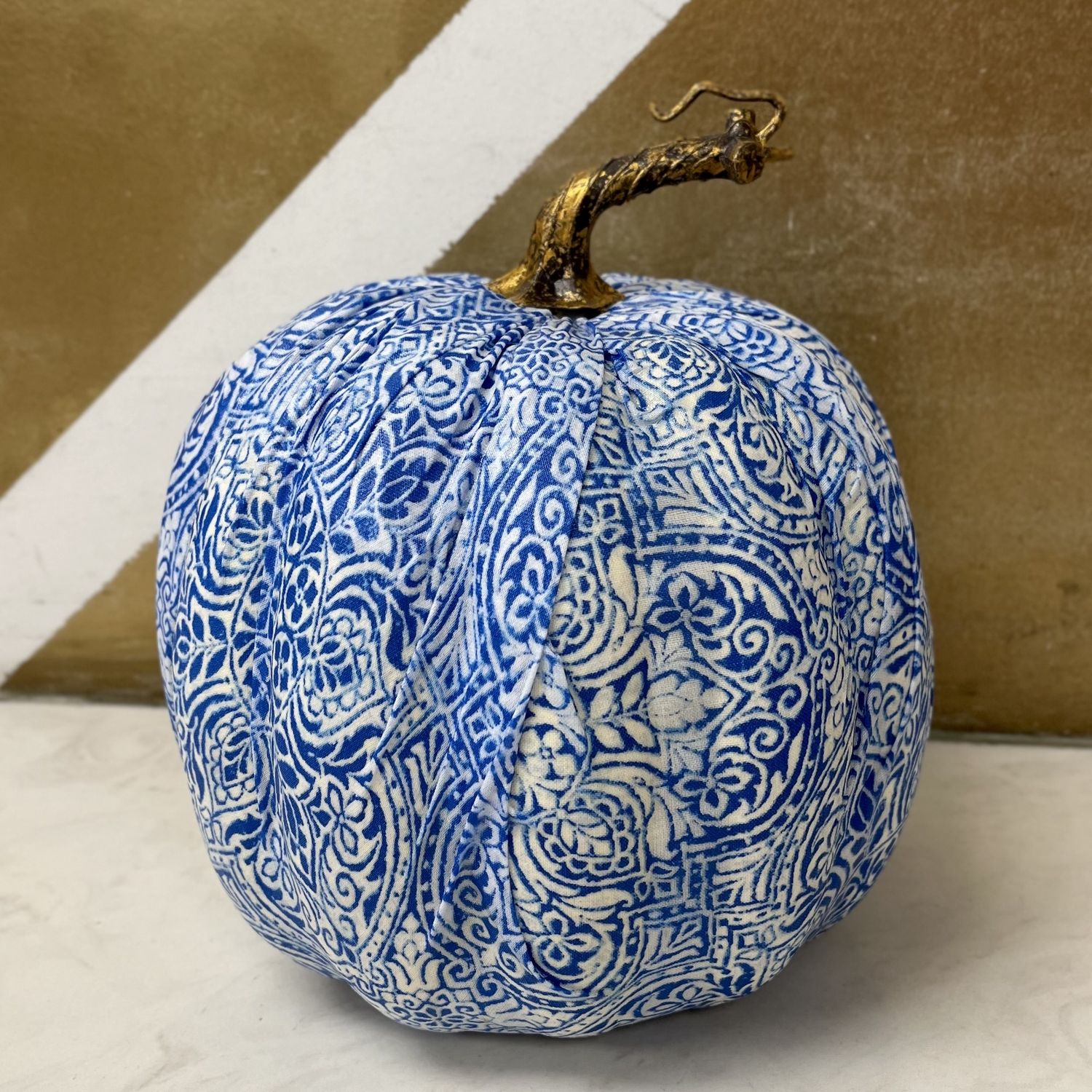 Fabric Decorative Pumpkins, Colour: Blue &amp; White