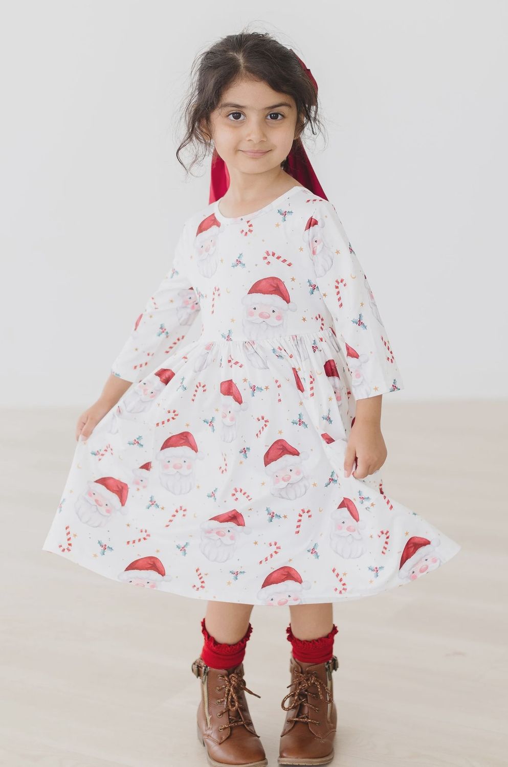 Mila and Rose Mistletoe Magic 3/4 Sleeve Pocket Twirl Dress