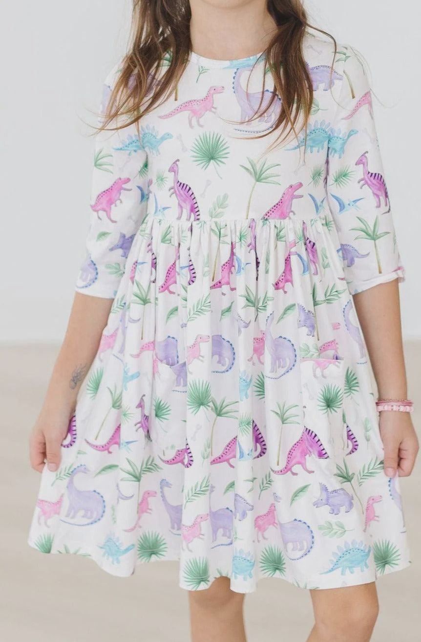 Mila and Rose 3/4 Sleeve Dino Darling Dress