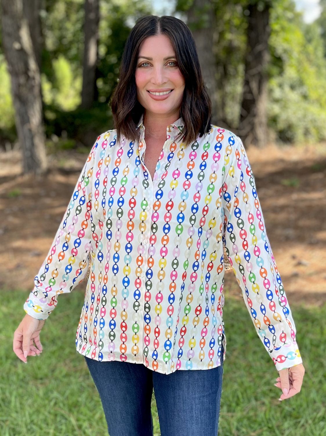Vilagallo Irina Multicolor Calabrote Button Down Blouse