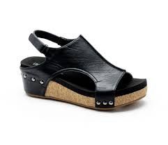 Corkys Black Smooth Volta ll Wedges