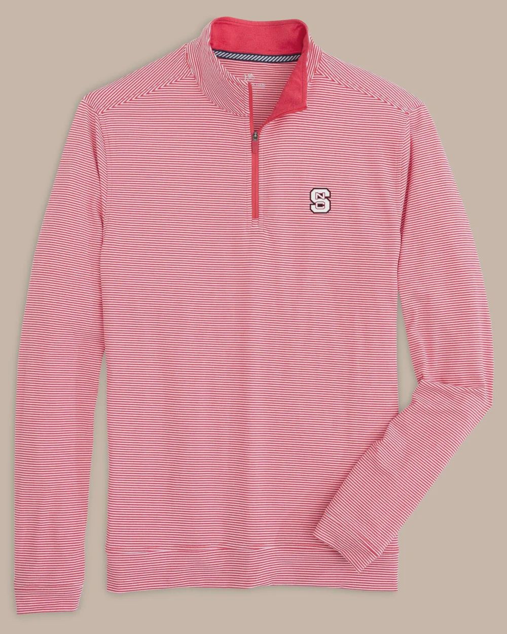 Southern Tide NC State Wolfpack Cruiser Micro-Stripe Heather Quarter Zip