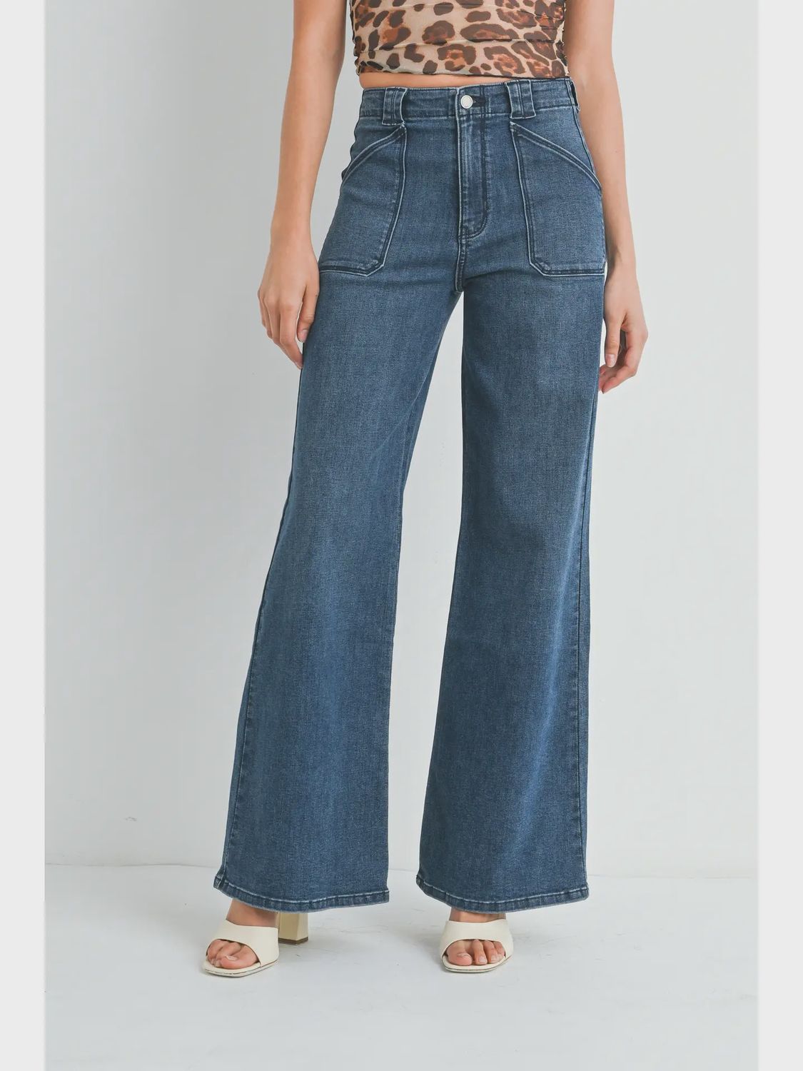 JBD Patch Pocket Wide Leg Flare Jeans