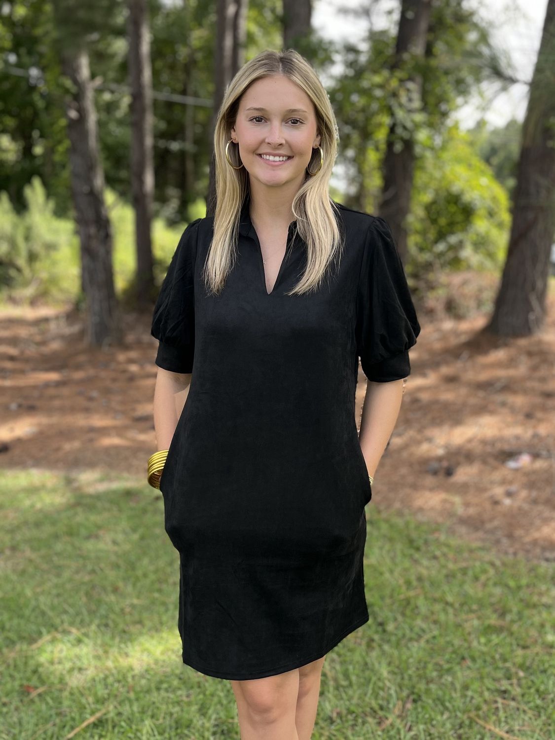 Aryeh Black Bubble Sleeve Dress