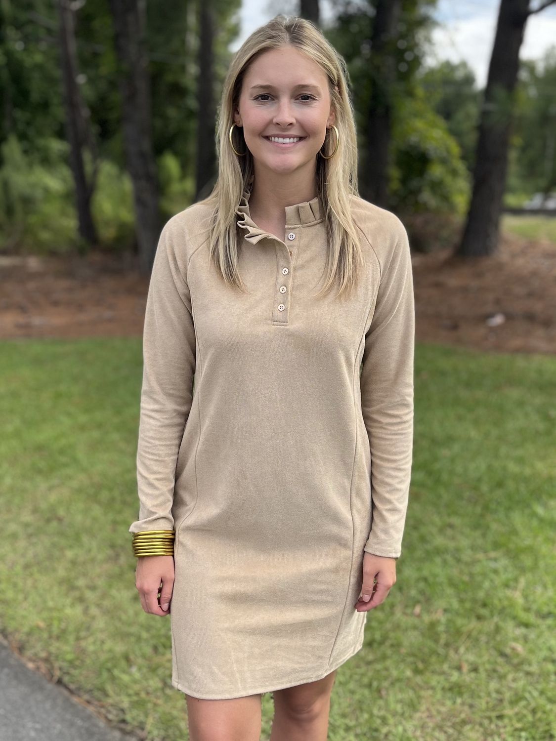 Aryeh Baylee Camel Half Button Dress