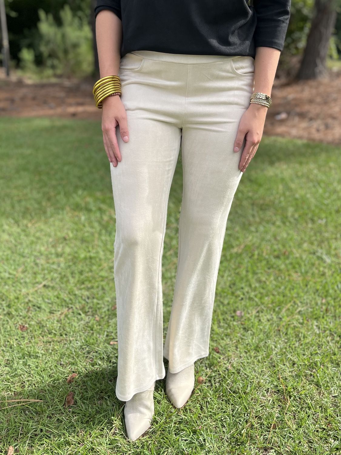 Aryeh Sand Wide Leg Suede Pant