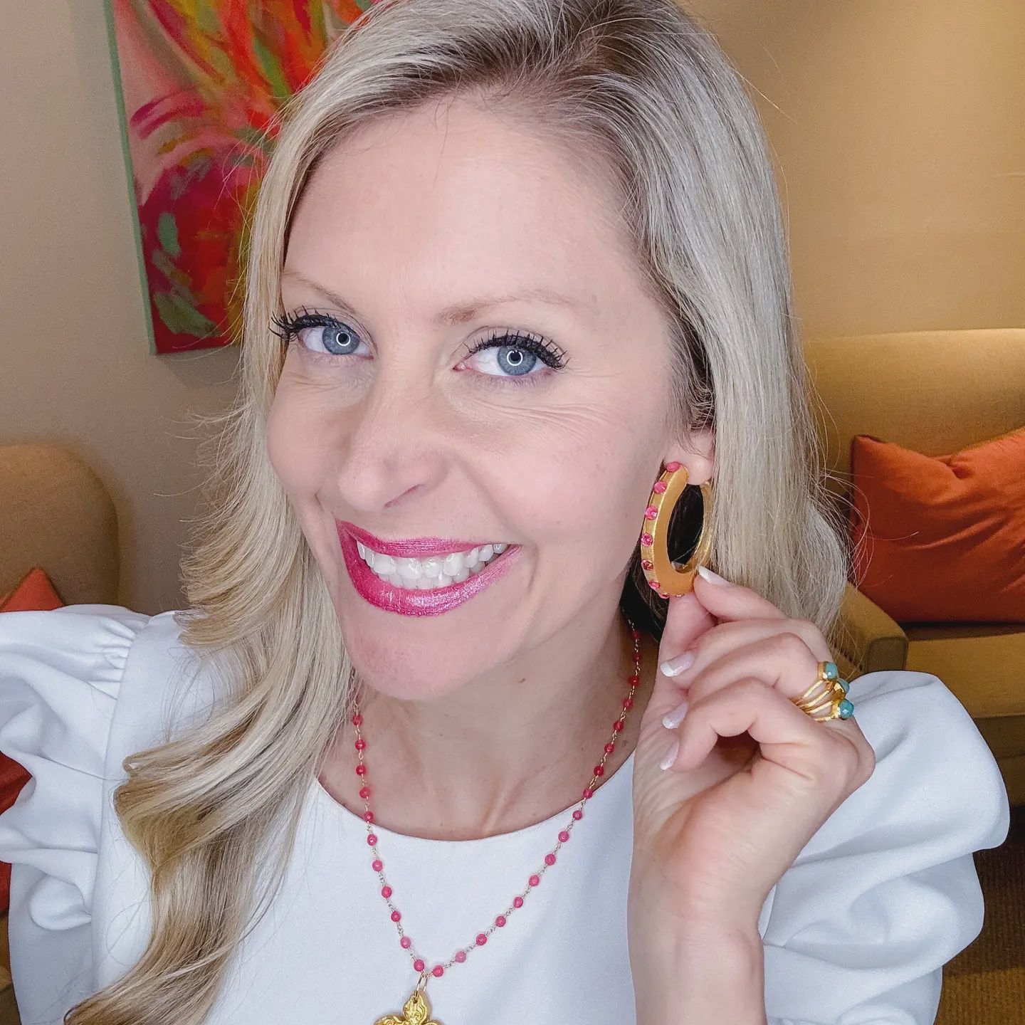 Hidden Truth Jewelry Pink Studded Hoops