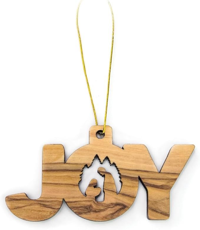 Holy Land Olive Wood Christmas Ornaments-Joy