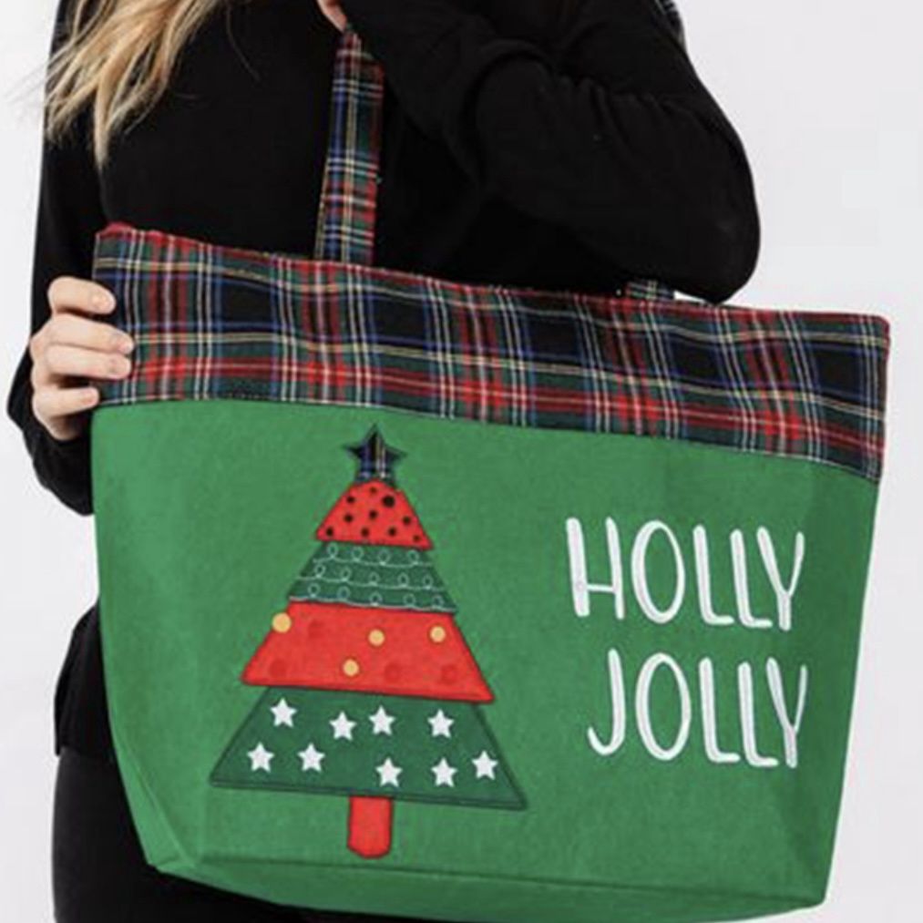 Festive Holly Jolly Tote Bag