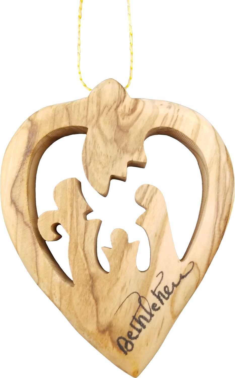 Holy Land Olive Wood Christmas Ornaments-Bethlehem Heart