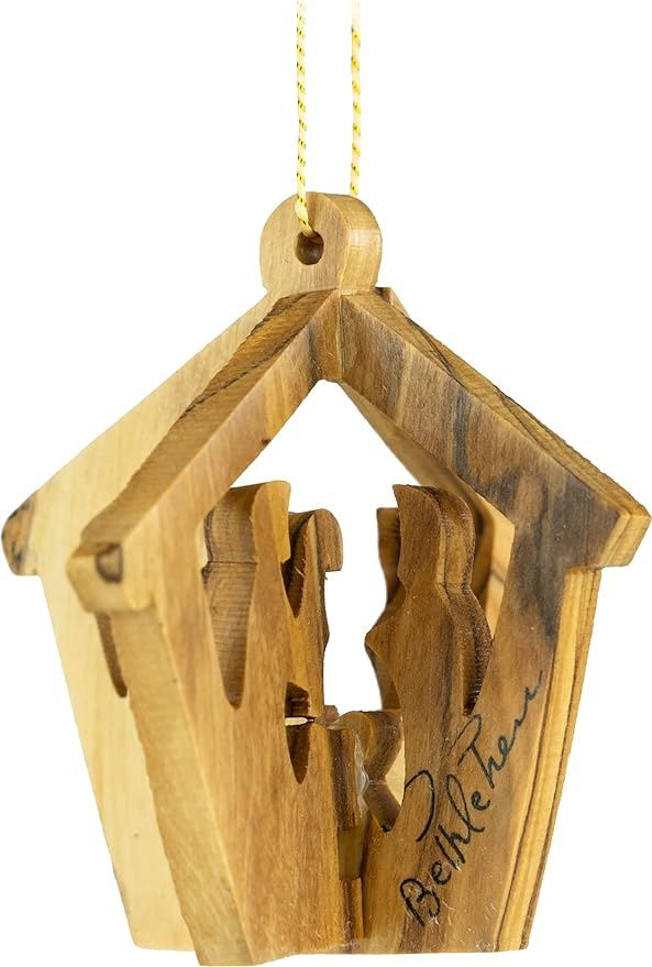 Holy Land Olive Wood Christmas Ornaments-Nativity, Holy Family &amp; Shepherds