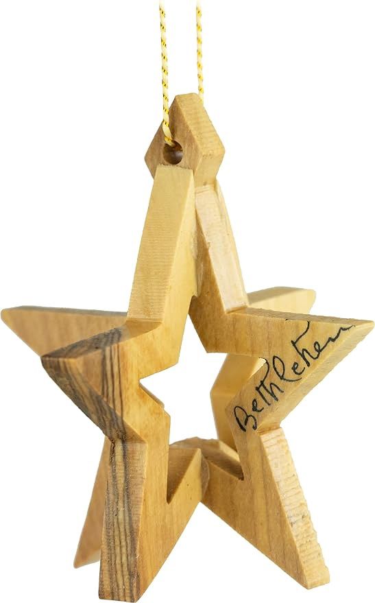 Holy Land Olive Wood Christmas Ornaments-Bethlehem Star