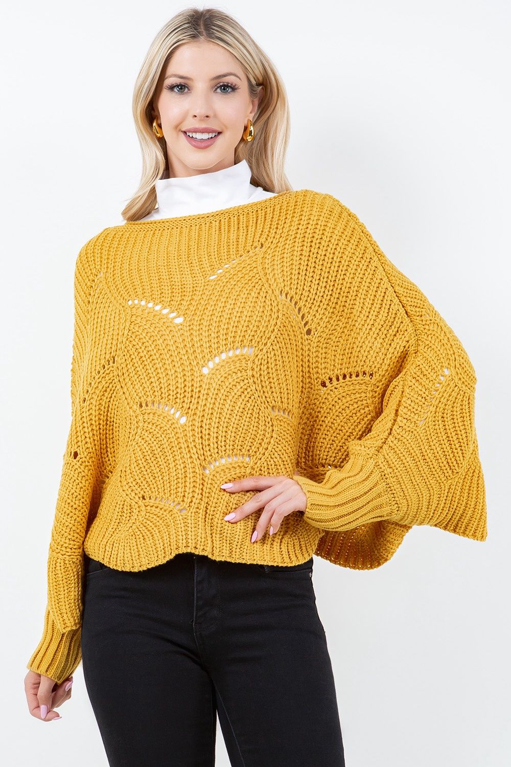 Mustard Layering Crop Knitted Sweater