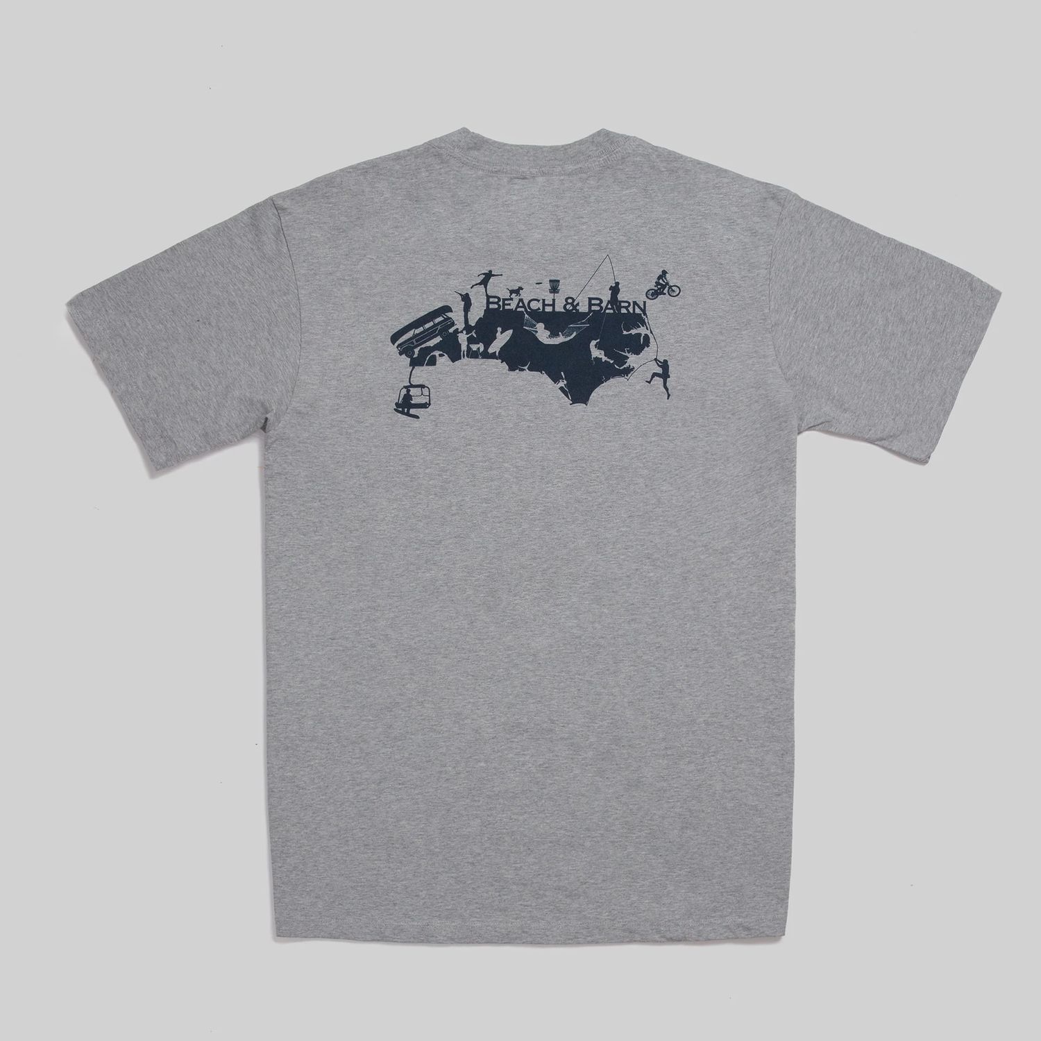 Beach and Barn Oxford Gray Lots Goin&#39; On Tee Shirt