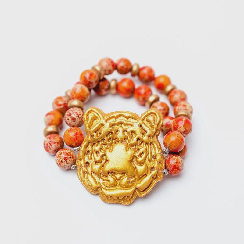 Hidden Truth Jewelry Orange Jasper Double Strand with Tiger Bracelet