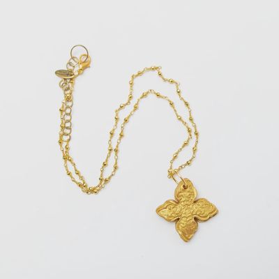 Hidden Truth Jewelry Gold Pyrite Chain with Kait Cross