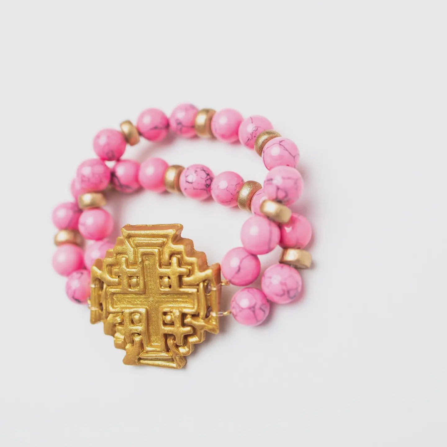 Hidden Truth Jewelry Bright Pink with Jerusalem Cross Bracelet