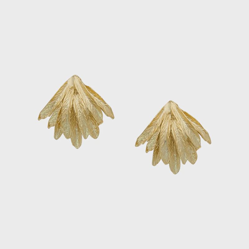 Susan Shaw Gold Feather Burst Earrings