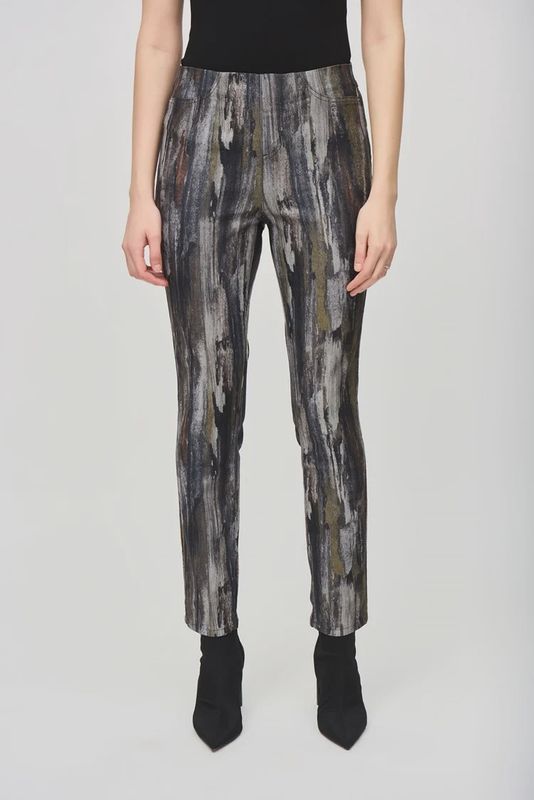 Joseph Ribkoff Multi Abstract Print Classic Slim Denim Pants