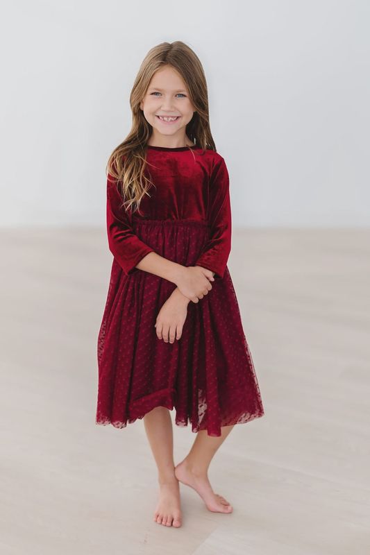 Mila and Rose Cranberry Velvet Tutu Dress