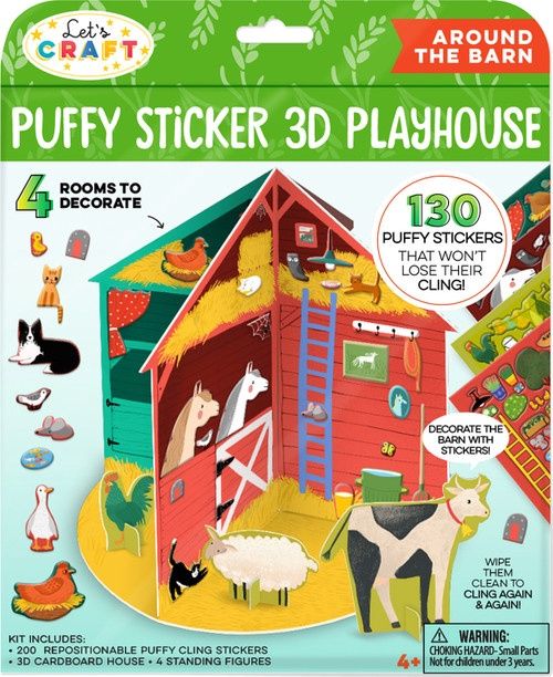 Let&#39;s Craft Puffy Sticker 3D Playhouse Around the Barn