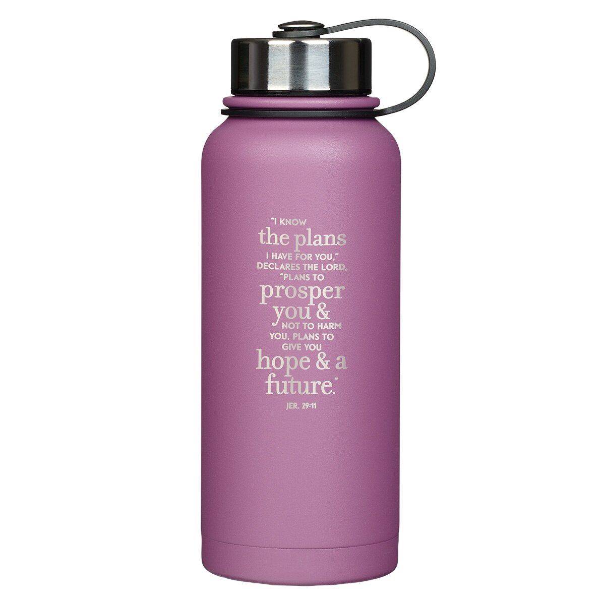 Christian Art Gifts The Plans Lilac Purple Stainless Steel Water Bottle - Jeremiah 29:11