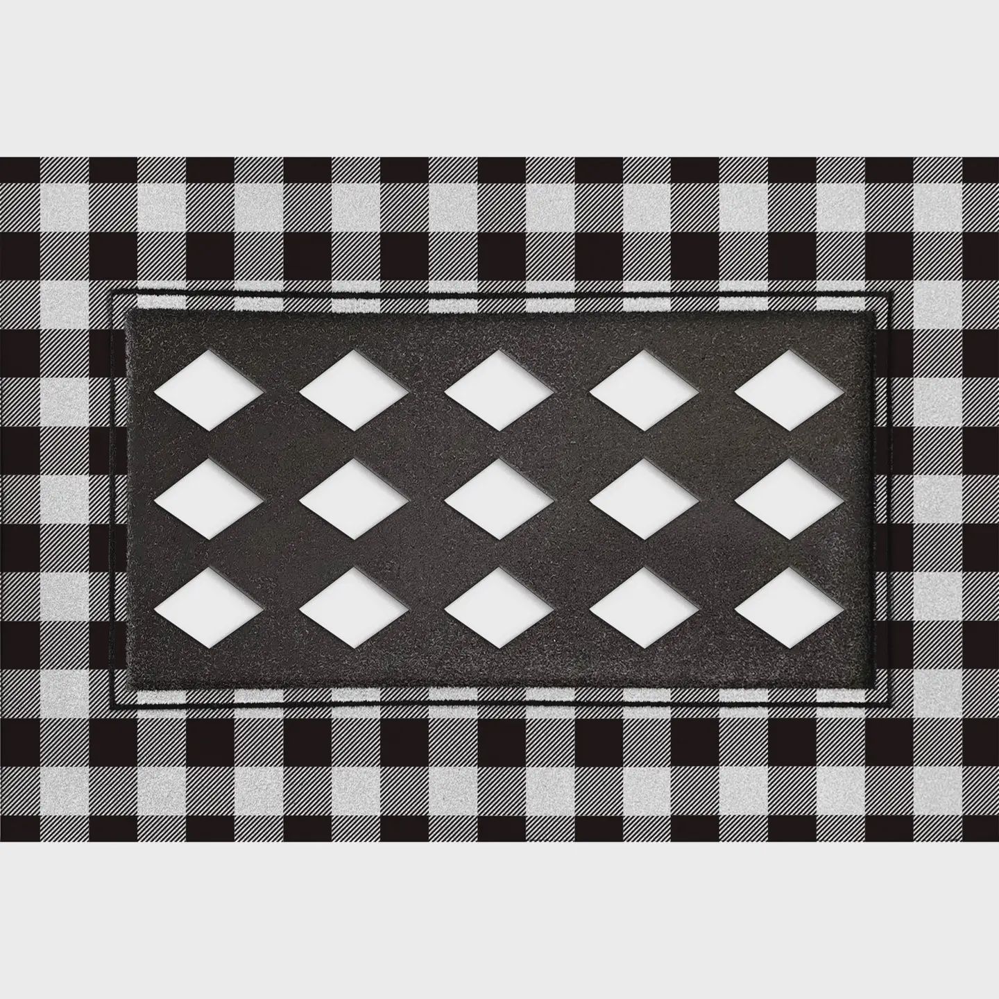 Evergreen Black and White Buffalo Check Flocked Sassafras Mat Tray