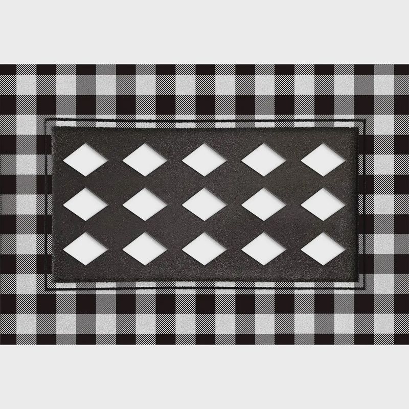 Evergreen Black and White Buffalo Check Flocked Sassafras Mat Tray