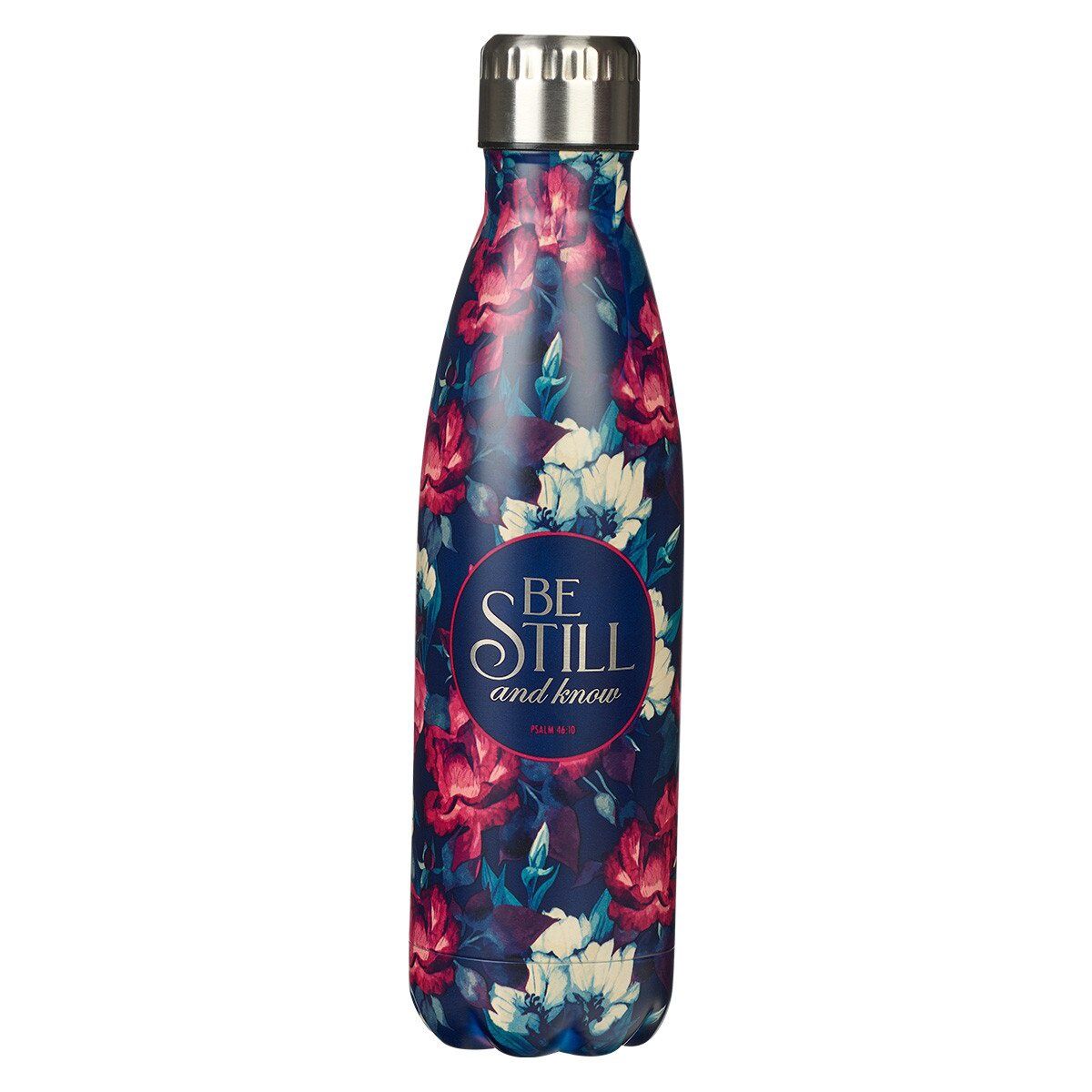Christian Arts &#39;Be Still&quot; Vintage Floral Stainless Steel Water Bottle – Psalm 46:10