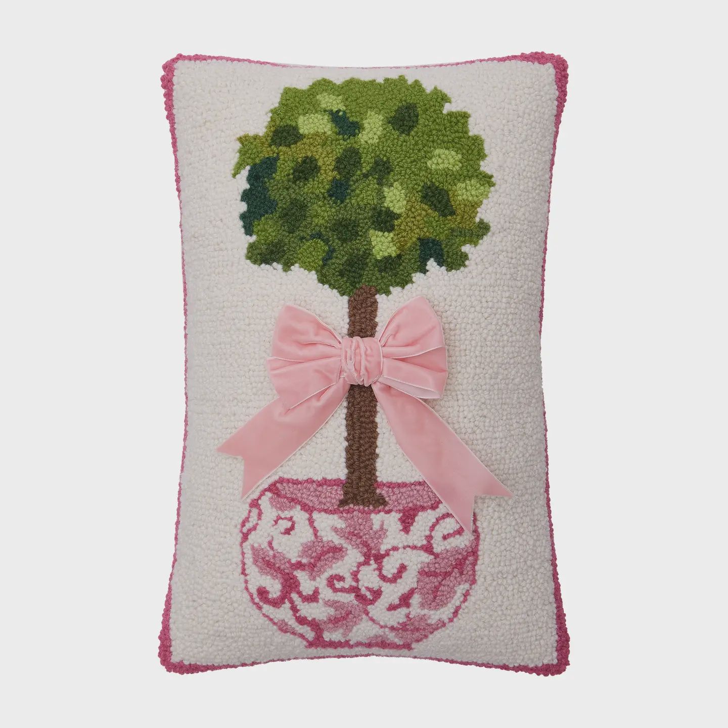 Chinoiserie Topiary Ribbon Hook Pillow
