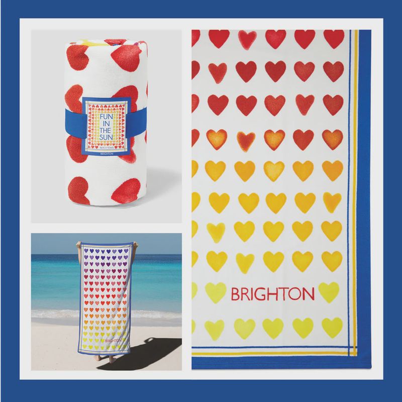 Brighton Beach Towel Ombre Hearts