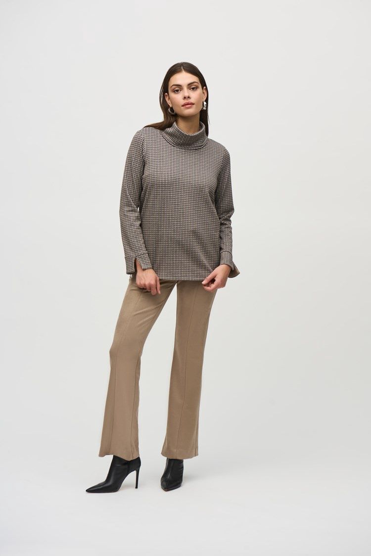 Joseph Ribkoff Latte Scuba Suede Flared Pants