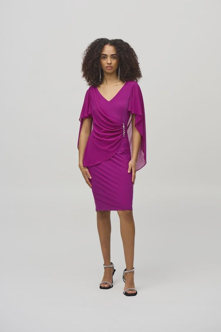 Joseph Ribkoff Empress Silky Knit and Chiffon Sheath Dress